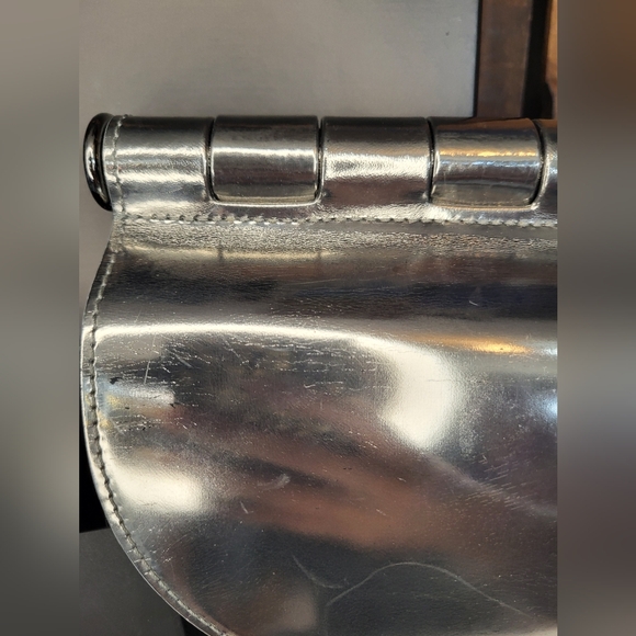 Versace Silver Mirrored Leather Flap Chain Shoulder Bag - Picture 13 of 16